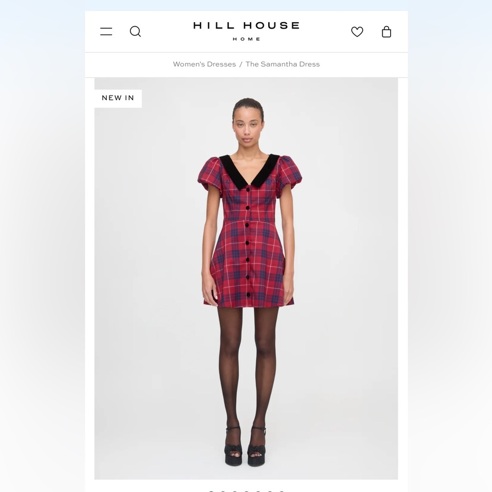 Hill House Samantha Red and Black Plaid Dress Small Sold Out